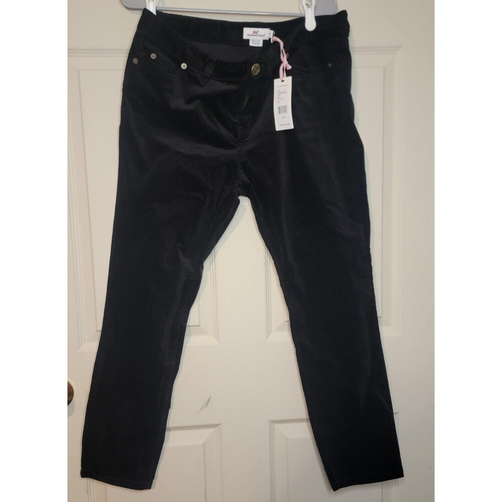 Vineyard Vines Women’s Pants 14 Black Velvet Stretch High Rise Dress Trousers
